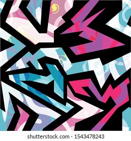 grunge colored graffiti seamless pattern vector illustration