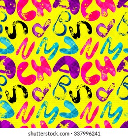 grunge colored graffiti seamless pattern