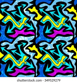 grunge colored graffiti seamless pattern vector illustration