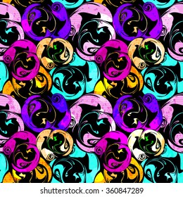grunge colored graffiti seamless pattern