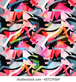 grunge colored graffiti seamless pattern vector illustration