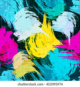 grunge colored graffiti seamless pattern