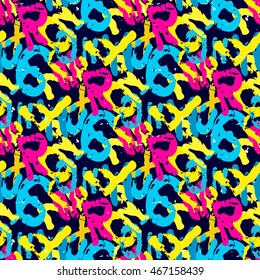 grunge colored graffiti seamless pattern