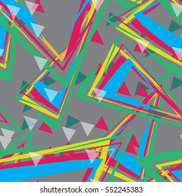 Grunge colored graffiti seamless pattern on the grey background