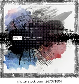 farbige Flecken und Flecken. Grunge Hintergrund mit bunter Regenbogenfarbenprägung. Printhintergrund für T-Shirt- oder Posterparty