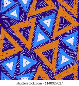 Grunge colored triangle seamless pattern