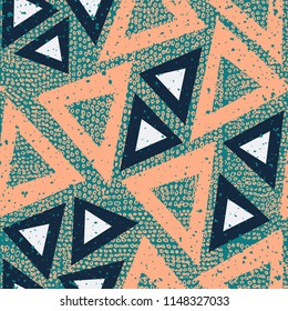 Grunge colored triangle seamless pattern