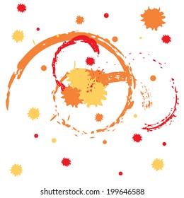 Grunge colorful background with brush strokes and splatters.