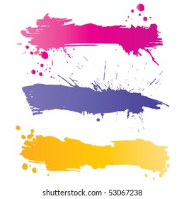 Grunge colorful banners with inky splashes