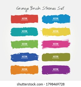 Grunge colorful brush strokes set