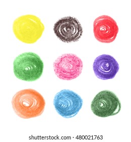 Grunge colorful chalk circles. Vector set design elements on white background