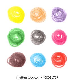 Grunge colorful chalk circles. Vector set design elements on white background