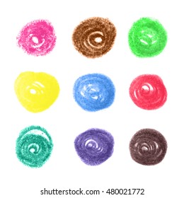 Grunge colorful chalk circles. Vector set design elements on white background
