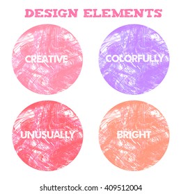 Grunge colorful circles for design. Stylish elements. Vector illustration, eps10