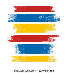 Grunge colorful distressed textured badges vector set