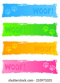 Grunge and colorful dog themed web banner/ header collection on white background