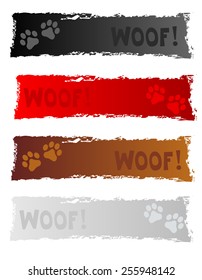 Grunge colorful dog themed web banner / header collection on white background