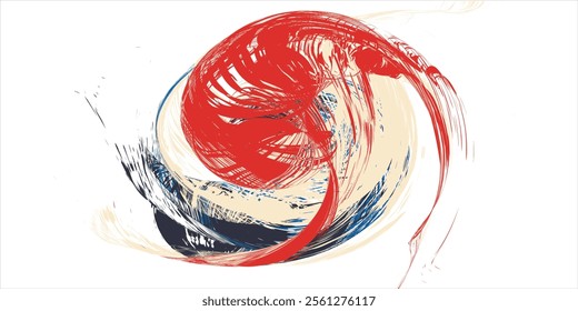 Grunge colorful eddy hand drawn watercolor brush stroke on white background. Decorative beautiful modern isolated design on white background. Grungy textured painted spiral wavy brushstroke