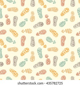 Grunge Colorful footprints Seamless pattern. Hand drawn doodles shoe tracks - Vector illustration.