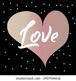 Grunge colorful hand brush stroke pattern with hearts and lettering. Valentines day card design