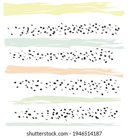 Grunge colorful hand brush stroke set with abstract spots