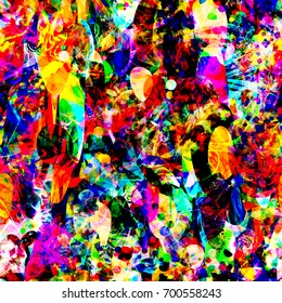 Grunge colorful Seamless pattern from different shapes.. Abstract vector background for web page, banners, fabric, home decor, wrapping 