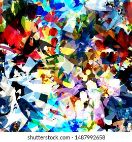Grunge colorful seamless texture with different shapes. Abstract vector background for web page, banners backdrop, fabric, home decor, wrapping