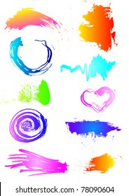 grunge colour paint lines and  brushes, vector
