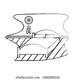 grunge comfortable bed with pillow object and dream catcher