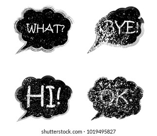 Grunge Comic Book Bubbles. Message Clouds with unique texture. Vintage style. Pop art.  Vector Design. 
