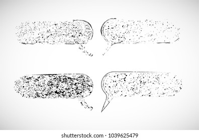 Grunge Comic Book Bubbles. Message Clouds with unique texture. Vintage style. Pop art.  Vector Design. Grunge element for graphic design, website, brochure, poster. 