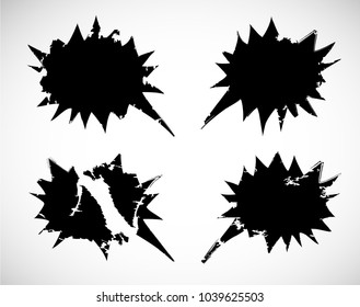 Grunge Comic Book Bubbles. Message Clouds with unique texture. Vintage style. Pop art.  Vector Design. Grunge element for graphic design, website, brochure, poster. 