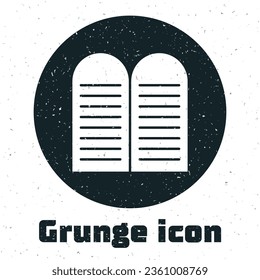 Grunge The commandments icon isolated on white background. Gods law concept. Monochrome vintage drawing. Vector