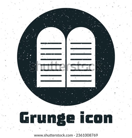 Grunge The commandments icon isolated on white background. Gods law concept. Monochrome vintage drawing. Vector