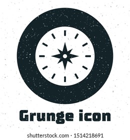 Grunge Compass icon isolated on white background. Windrose navigation symbol. Wind rose sign.  Vector Illustration