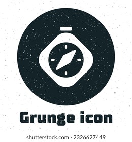 Grunge Compass icon isolated on white background. Windrose navigation symbol. Wind rose sign. Monochrome vintage drawing. Vector
