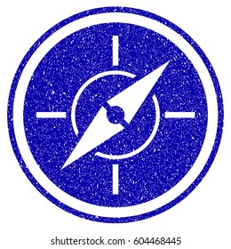 Grunge Compass rubber seal stamp watermark. Icon symbol with grunge design and scratched texture. Unclean vector blue sign.