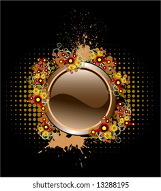 Grunge composition with glossy button