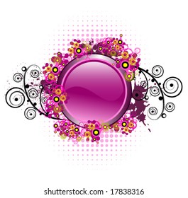 Grunge composition with glossy button