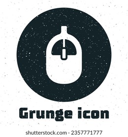 Grunge Computer mouse icon isolated on white background. Optical with wheel symbol. Monochrome vintage drawing. Vector
