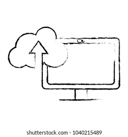 grunge computer technology with cloud data loading
