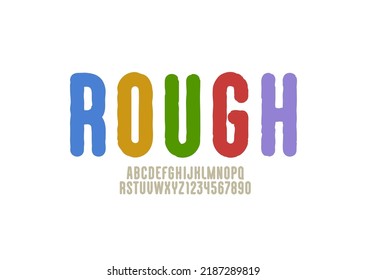 Grunge condensed font, rough texture colored alphabet, vector illustration 10EPS