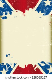 Grunge confederate flag. A poster with a large scratched frame and a grunge confederate flag for your publicity.