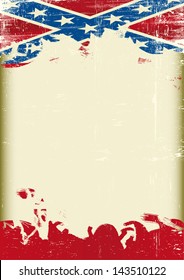 Grunge Confederate old flag. A poster with a large scratched frame and a grunge confederate flag for your publicity. svg
