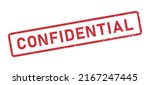 Grunge Confidential word rubber stamp. Confidential red sign sticker set. Grunge vintage square label. Vector illustration isolated on white background.