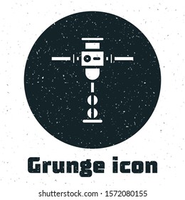 Grunge Construction jackhammer icon isolated on white background.  Vector Illustration