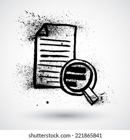 Grunge contact icon with magnifying glass concept