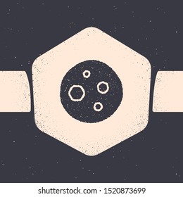 Grunge Cookie or biscuit with chocolate icon isolated on grey background. Monochrome vintage drawing. Vector Illustration