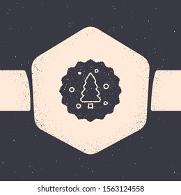 Grunge Cookie or biscuit with chocolate icon isolated on grey background. Monochrome vintage drawing. Vector Illustration
