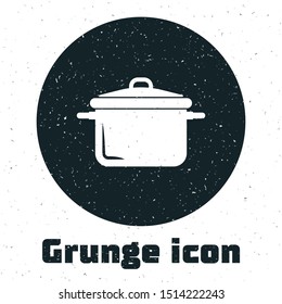 Grunge Cooking pot icon isolated on white background. Boil or stew food symbol. on white Vector Illustration